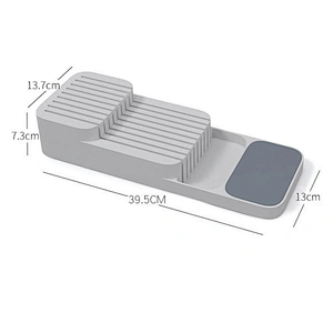 PP Plastic Kitchen Drawer Organizer Silicone Cutlery and Knife Tray