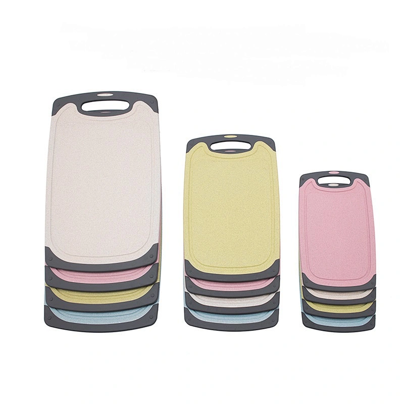 Kitchen Food Grade PP Plastic, Wheat Straw Cutting / Chopping Block or Board Set 3