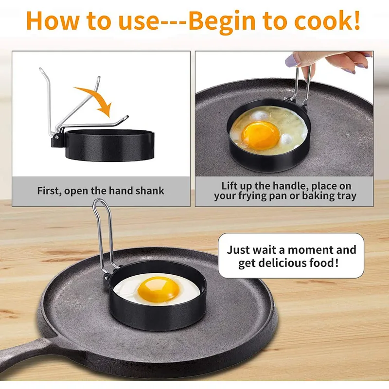 Iron Spray non-stick egg mold  tool  / circle egg mold with handle