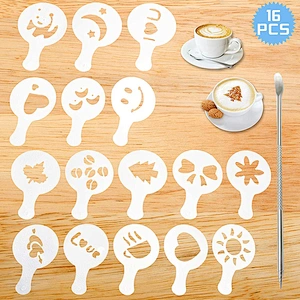 Wholesale Plastic Coffee Decorating Template Sets, Cappuccino Latte Stencils