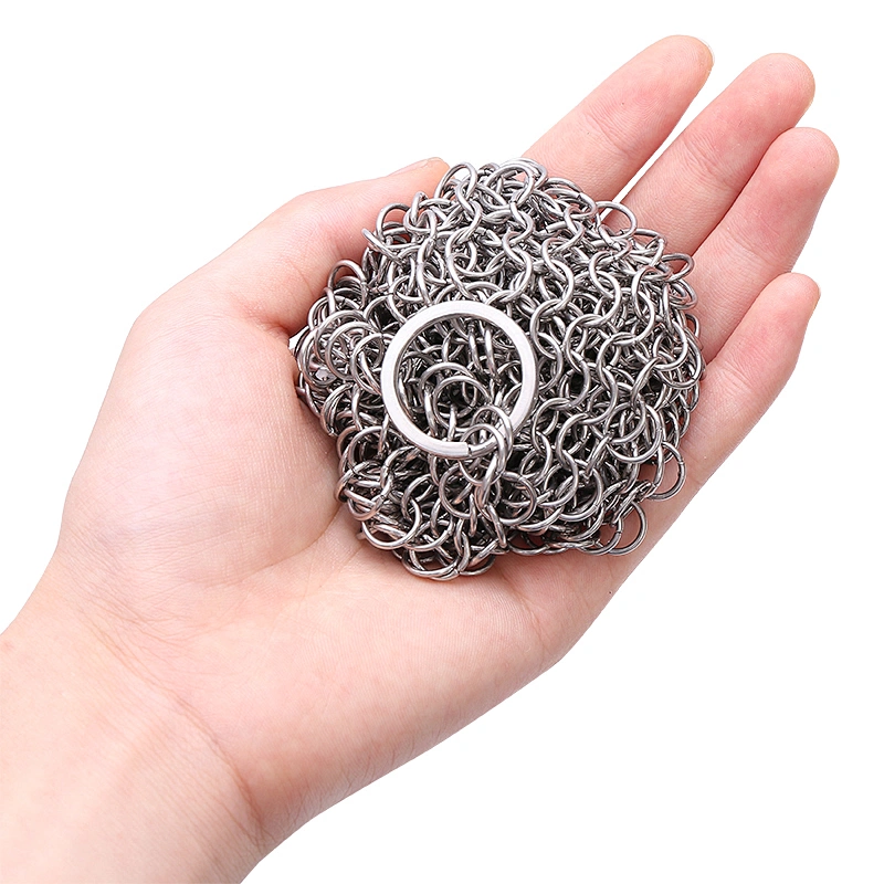 Stainless steel cast iron cleaner chain link pan cleaner mesh pot scrubber