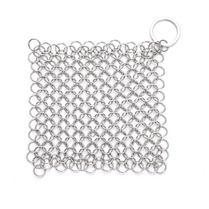 Stainless steel cast iron cleaner chain link pan cleaner mesh pot scrubber
