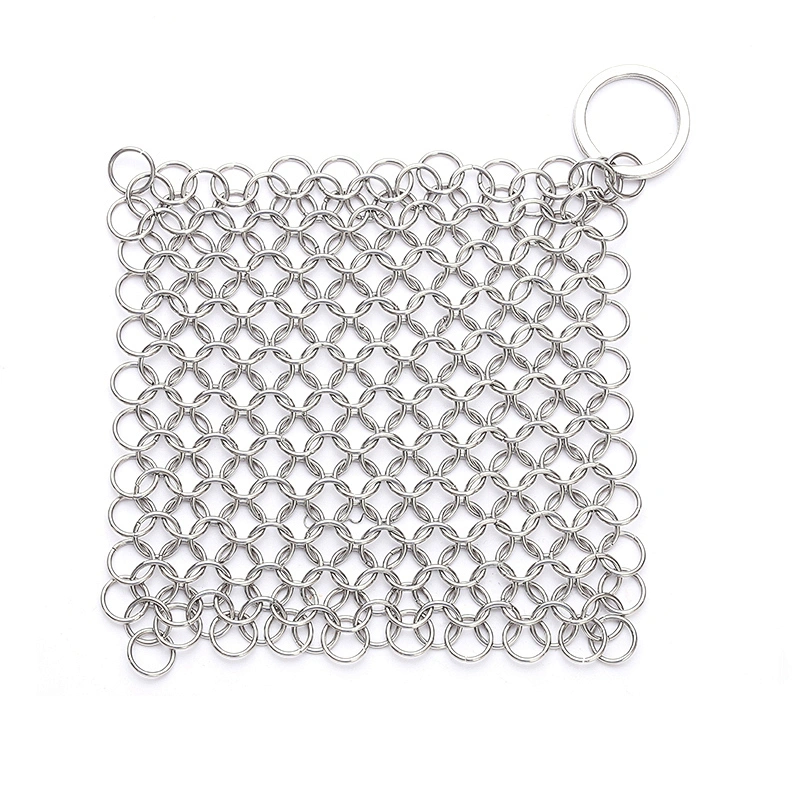 Stainless steel cast iron cleaner chain link pan cleaner mesh pot scrubber