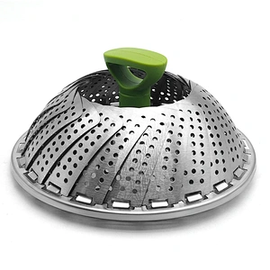 Food Grade Expandable Stainless Steel Vegetable Basket, Foldable Steamer For Kitchen