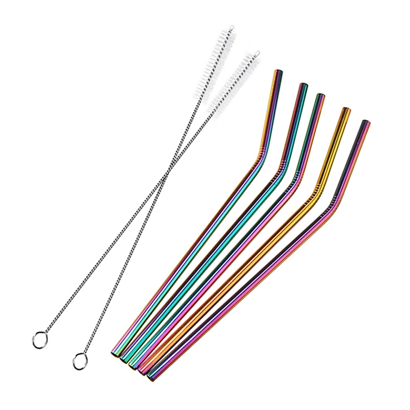 Wholesale Stainless Steel Environmental Protection Non-disposable Elbow Metal Thick Straw