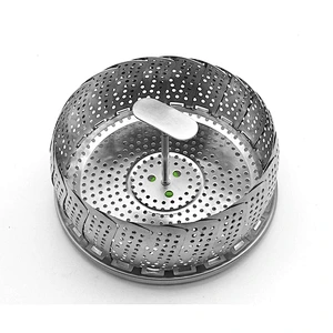 Multi purpose foldable stainless steel food steamer with plastic handle
