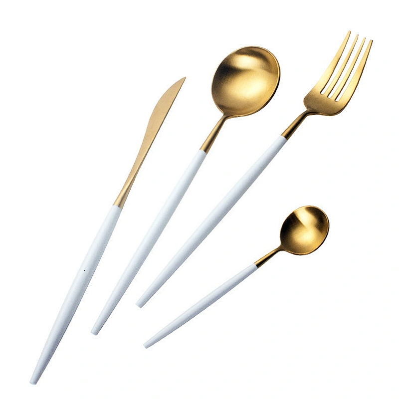 Custom Kitchen Portable Black, Silver, Rose Gold Stainless Steel Flatware For Hotel