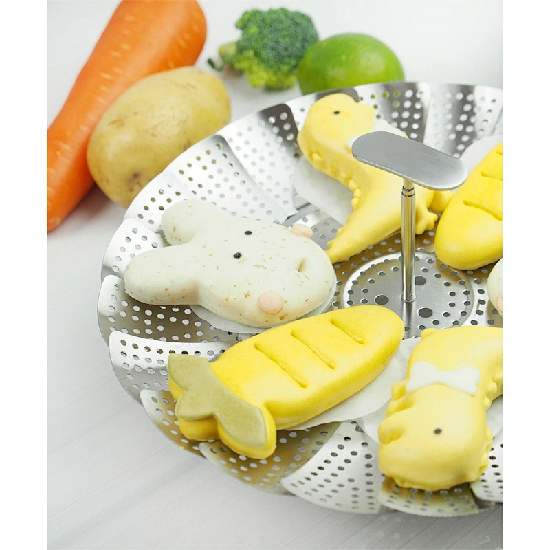 Folding Kitchen gadgets Mesh Stainless Steel Food Steamer Rack