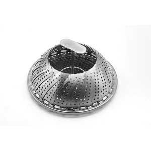 Multi purpose foldable stainless steel food steamer with plastic handle