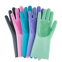 Non Slip Reusable Silicone Dishwashing / Cleaning Gloves For Dish Scrubber