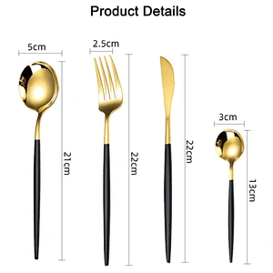 Custom Kitchen Portable Black, Silver, Rose Gold Stainless Steel Flatware For Hotel