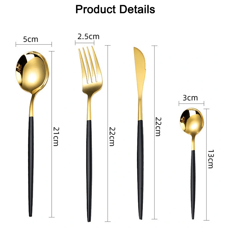 Custom Kitchen Portable Black, Silver, Rose Gold Stainless Steel Flatware For Hotel