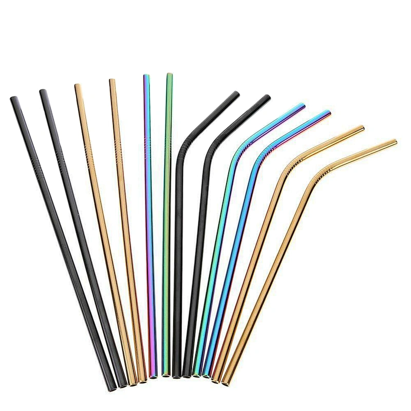 Wholesale Stainless Steel Environmental Protection Non-disposable Elbow Metal Thick Straw