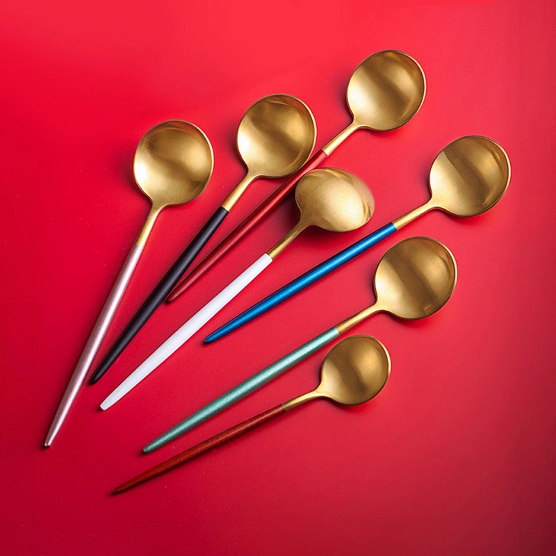 Custom Small Stainless Steel Cutlery Matte Gold Tea Spoon for Coffee, Dessert