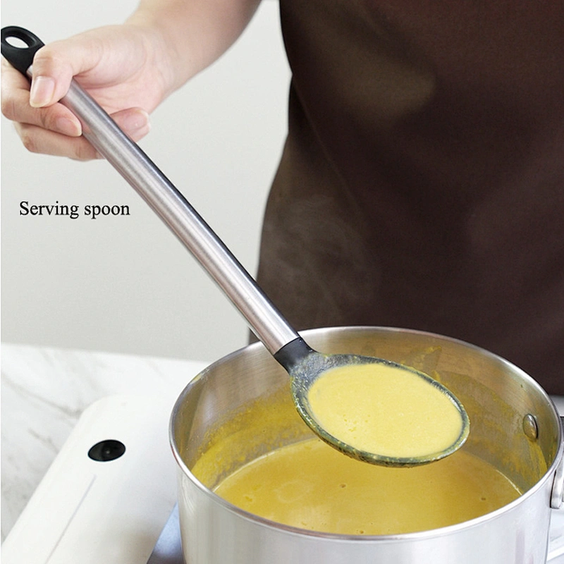 Food Grade and Stainless Steel Kitchen Utensil Set, Skimmer, Ladle, Turner, Spatula, Food Tong, Whisk