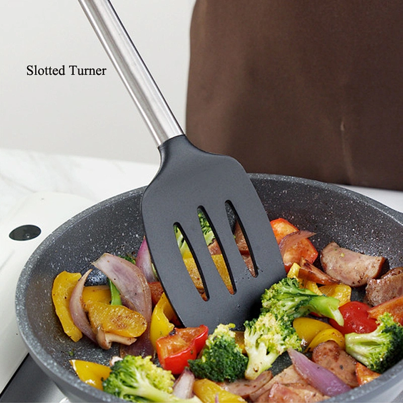 Food Grade and Stainless Steel Kitchen Utensil Set, Skimmer, Ladle, Turner, Spatula, Food Tong, Whisk