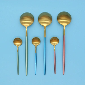 Gold Coated Metal, Stainless Steel Coffee, Dessert, Ice Cream, Tea Spoon With Long Handle