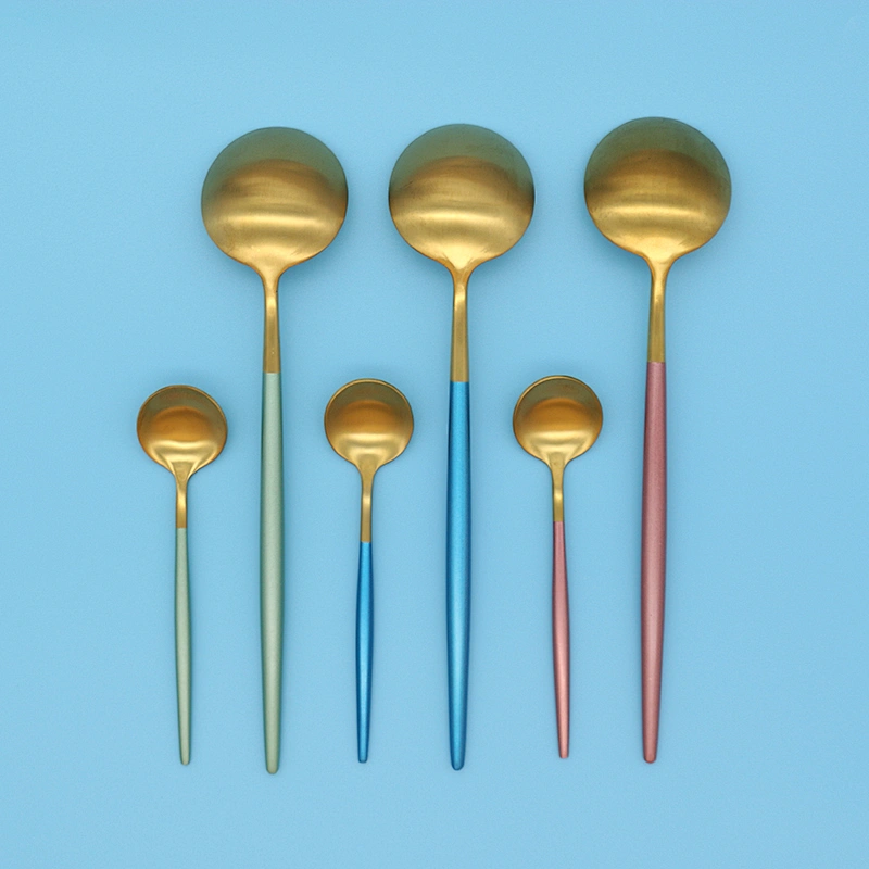 Gold Coated Metal, Stainless Steel Coffee, Dessert, Ice Cream, Tea Spoon With Long Handle
