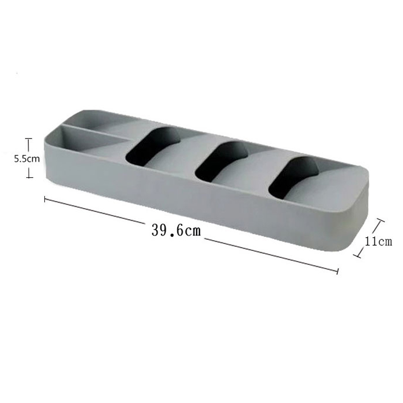 PP Plastic Kitchen Drawer Organizer Silicone Cutlery and Knife Tray