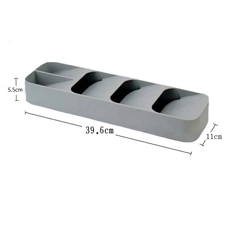 PP Plastic Kitchen Drawer Organizer Silicone Cutlery and Knife Tray