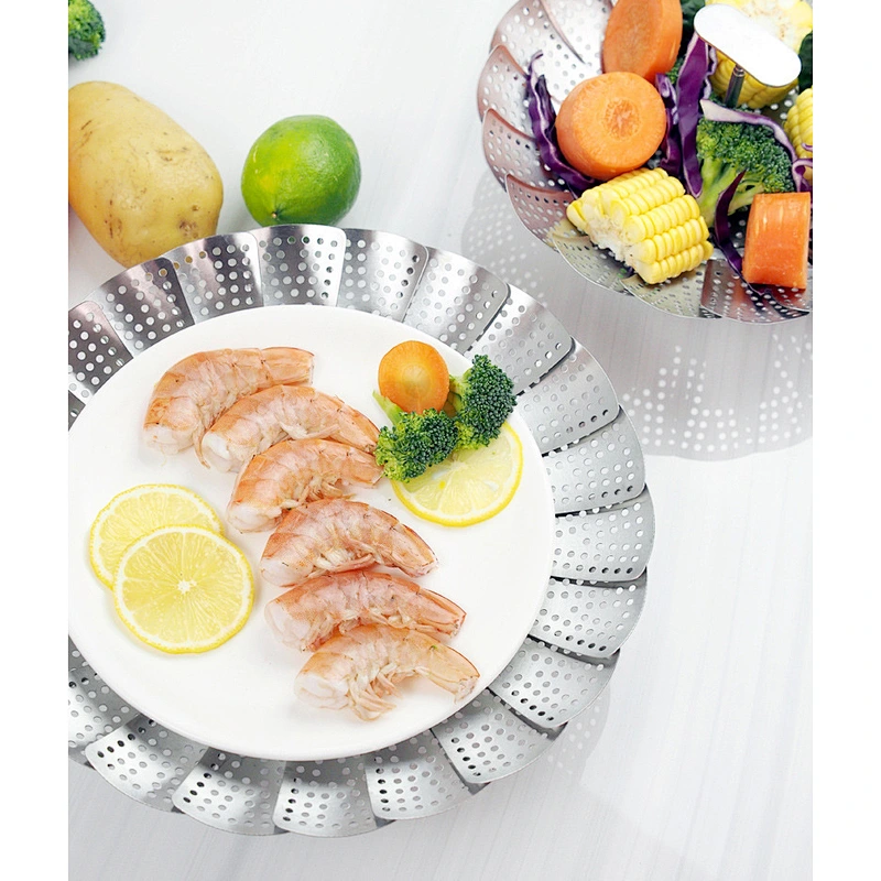 Folding Kitchen gadgets Mesh Stainless Steel Food Steamer Rack
