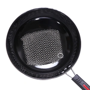Stainless steel cast iron cleaner chain link pan cleaner mesh pot scrubber