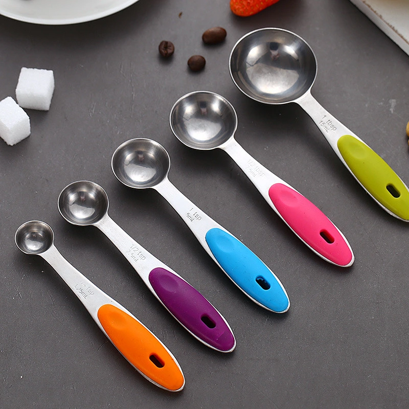 10 PCS Colorful Stainless Steel Measuring Spoons and Cups With Silicone Handle
