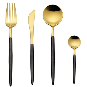 Custom Kitchen Portable Black, Silver, Rose Gold Stainless Steel Flatware For Hotel