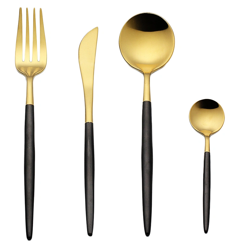 Custom Kitchen Portable Black, Silver, Rose Gold Stainless Steel Flatware For Hotel