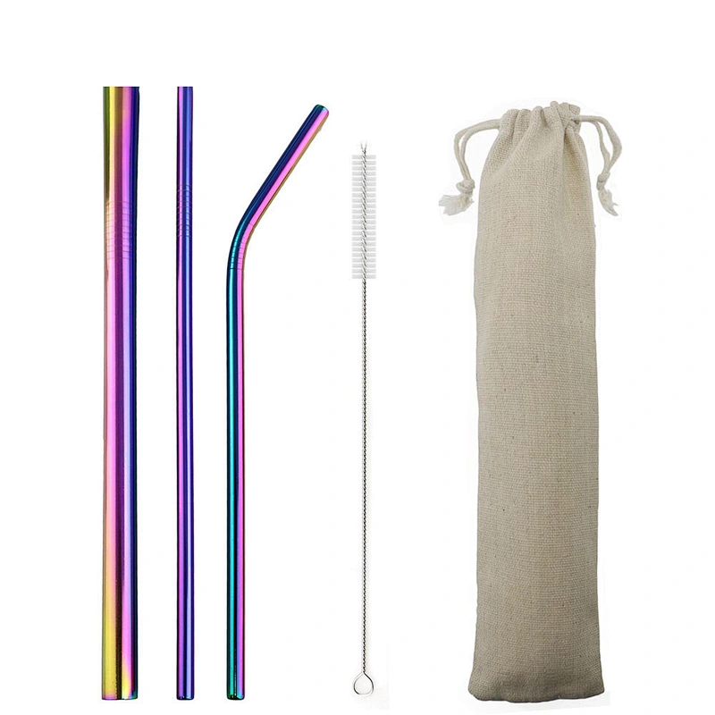 Wholesale Stainless Steel Environmental Protection Non-disposable Elbow Metal Thick Straw