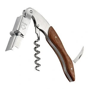 Multifunctional Manual Wood Handle Steel Wine Opener or Corkscrew For Bar