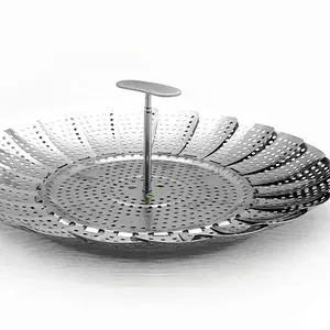 Folding Kitchen gadgets Mesh Stainless Steel Food Steamer Rack