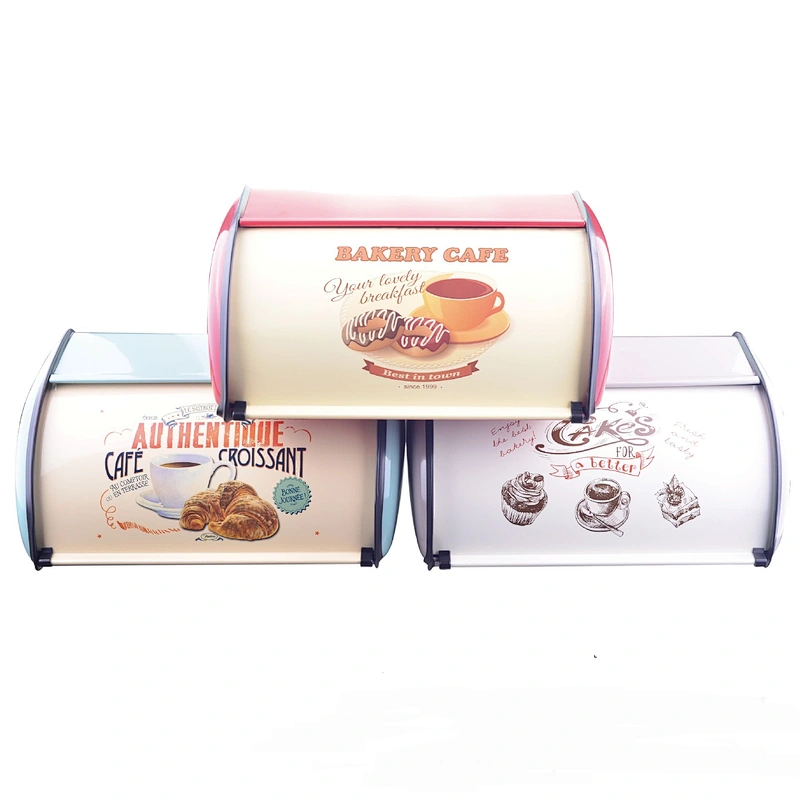 Metal Farmhouse Kitchen Countertop Bread Box, Stainless Steel Bread Storage Bin