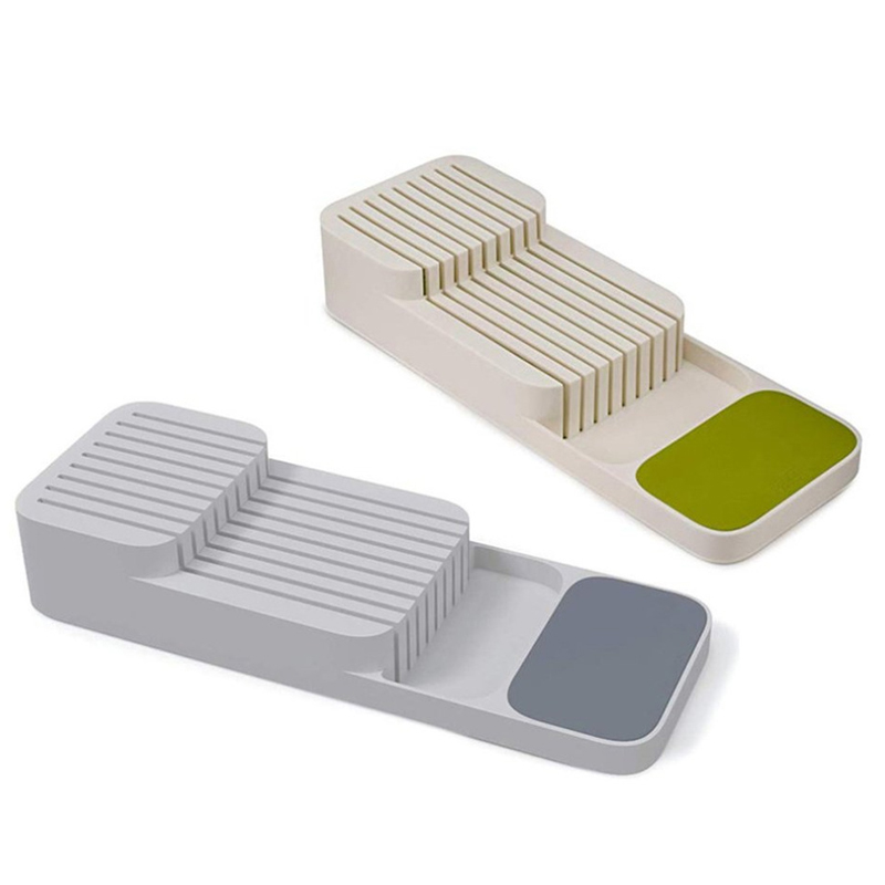 PP Plastic Kitchen Drawer Organizer Silicone Cutlery and Knife Tray