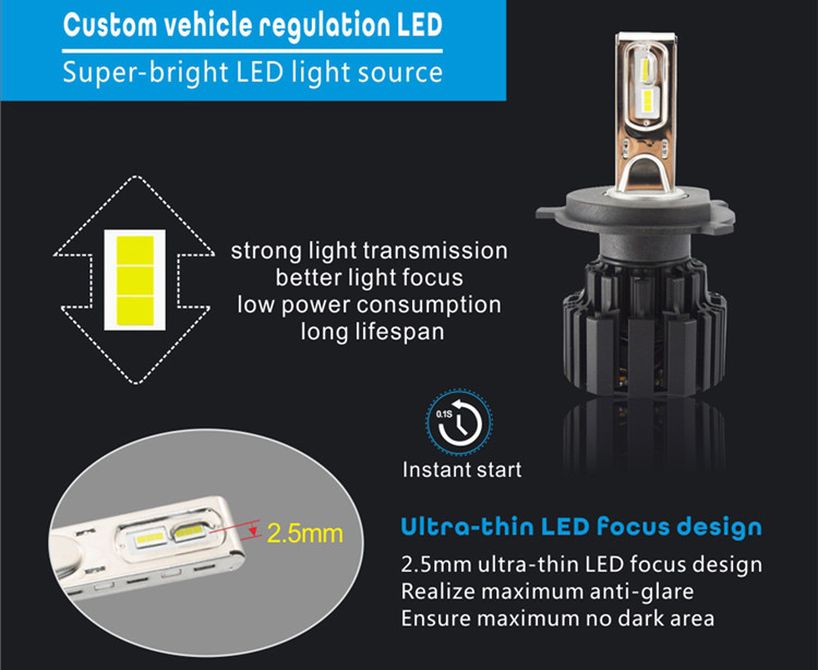超高輝度 100W 13000lm 強い光と弱い光 H4 H13 9004 9007 車 P9 h11 ledヘッドライトバルブ
