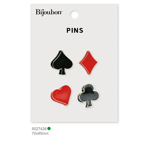 Heart, Club, Diamond and Spade Pin