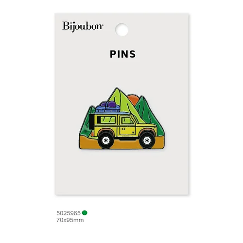 Vehicle By Mountains Enamel Pin