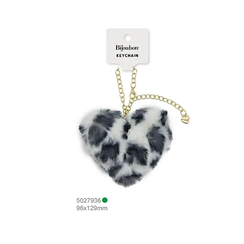 Fur Ball Heart Key Chain
