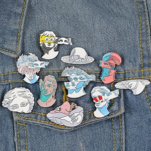 Wholesale Art Sculpture Soft Enamel Pins Custom Human Head Lapel Pin
