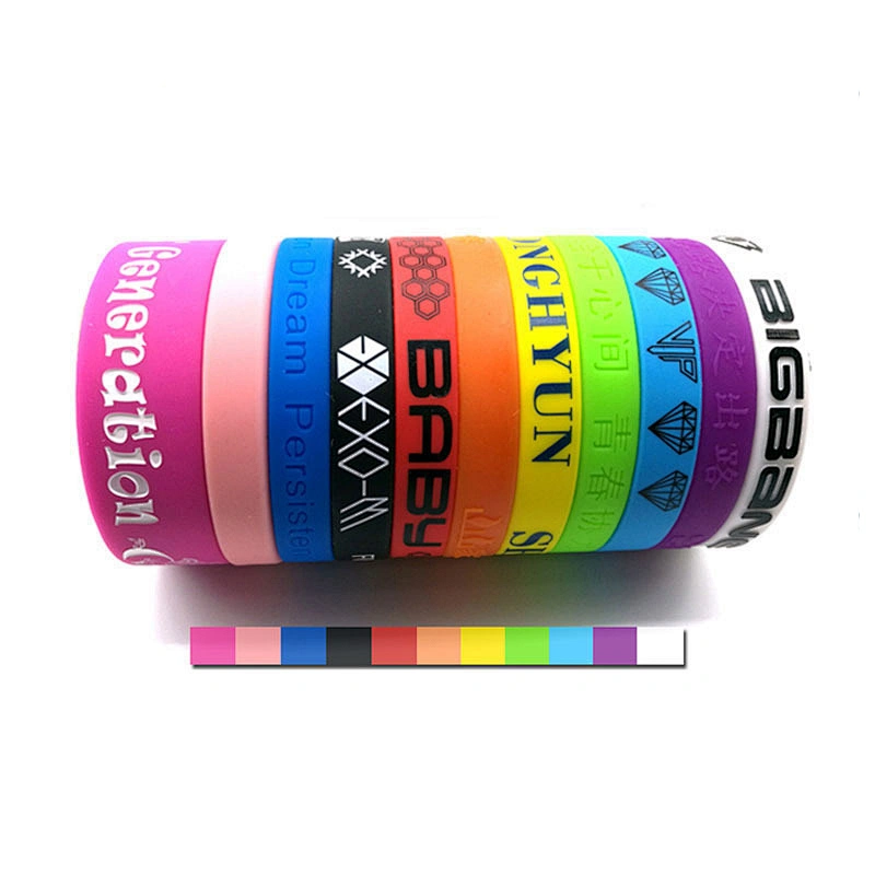 Custom Made Cheap Keychain Wristband Silicone Stainless Steel Bracelet