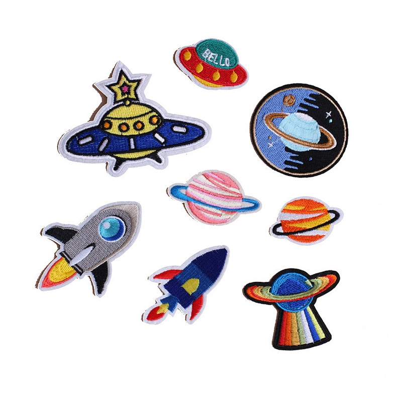 wholesale cheap fashion embroidered space ship bulk patch for clothes