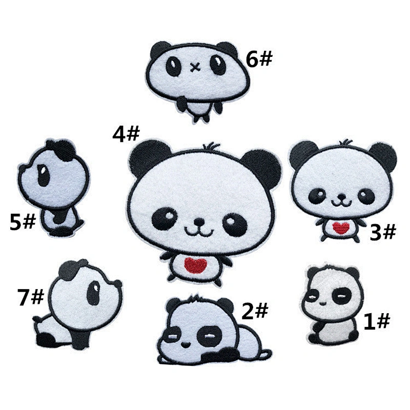 Factory Making Cheap Price Custom Cartoon Black Eye Panda Iron On Patch