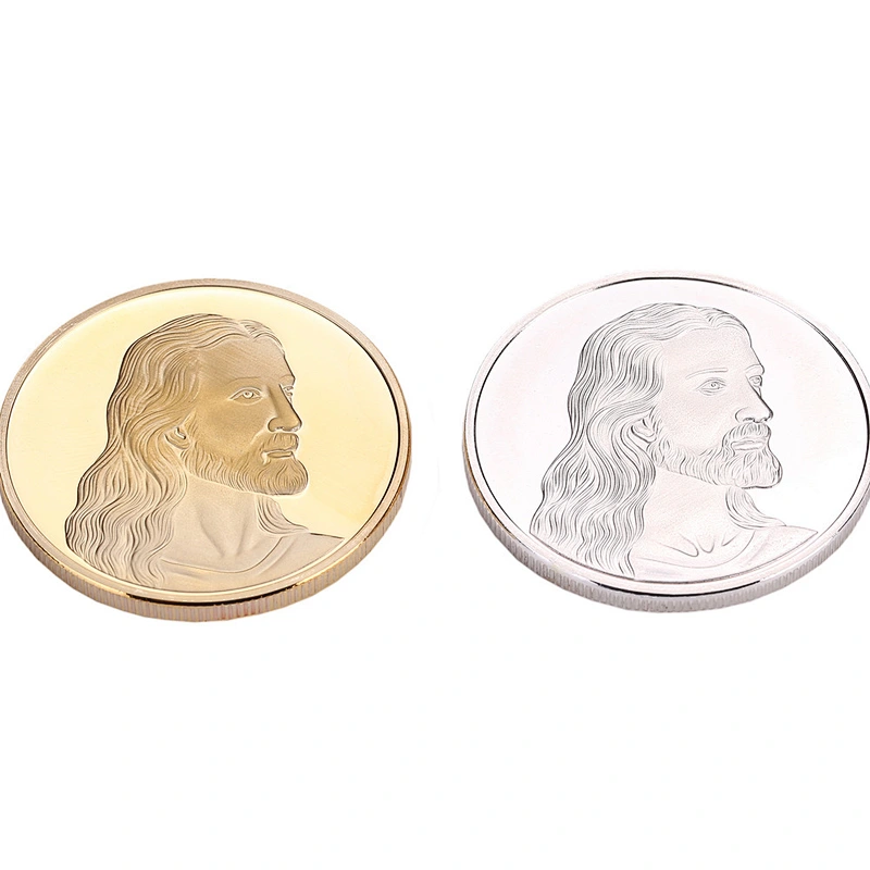 Free sample high quality Jesus embossed Souvenir Coins