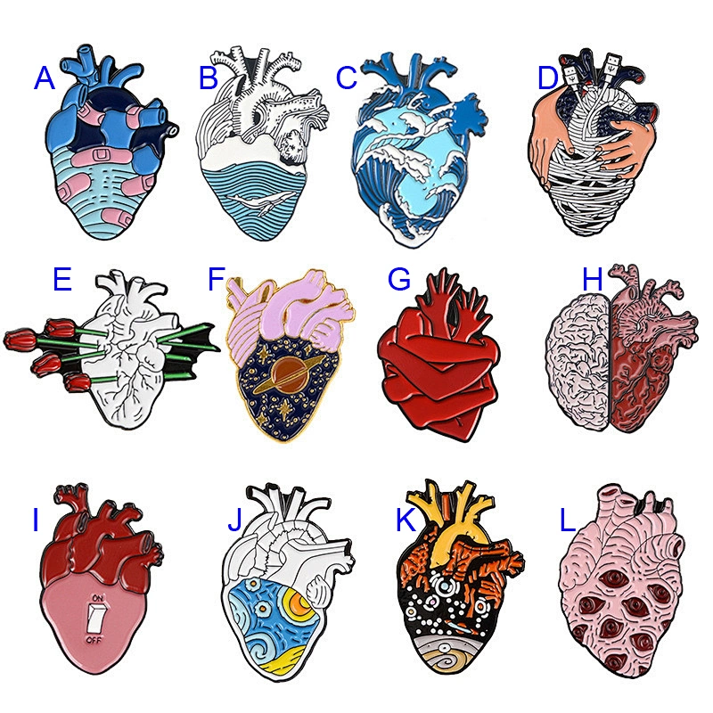 Making Custom Heart Shaped Brooch Anatomical Heart Art Soft Enamel Lapel Pin