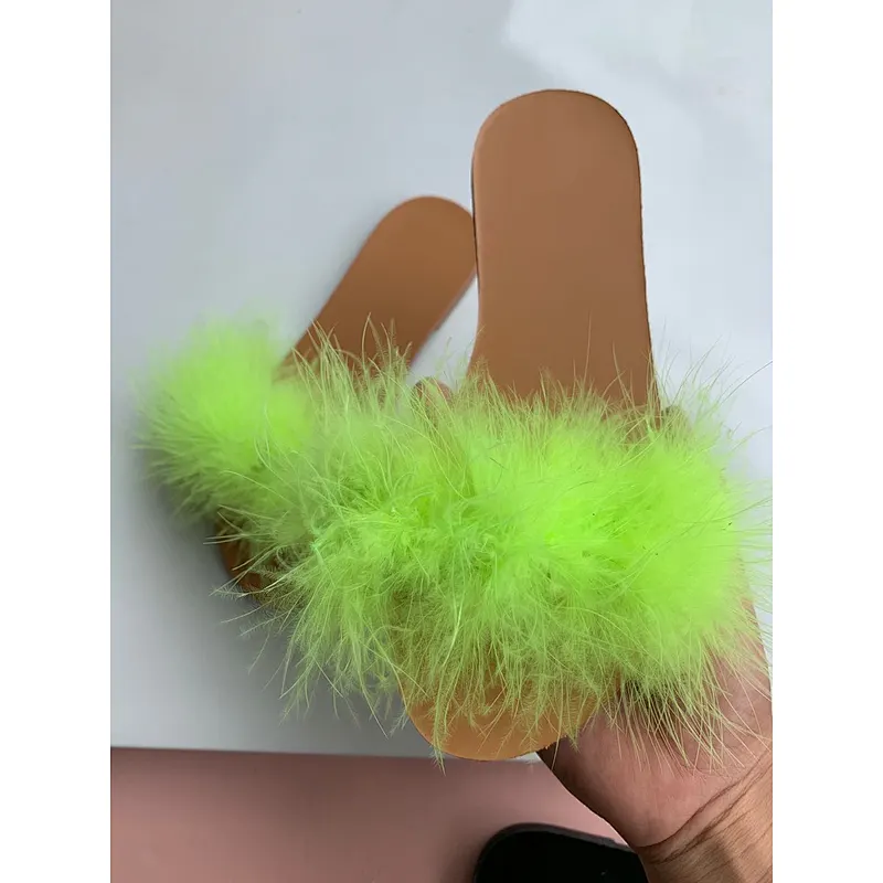 factory Direct Wholesale fur slides raccoon fur slides fur slides for women