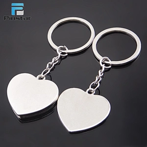 Customized engraved heart shaped cute couple letter keychains