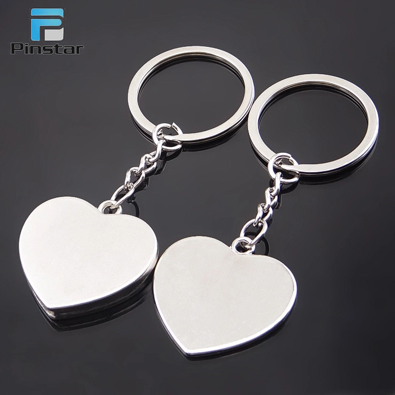 Customized engraved heart shaped cute couple letter keychains