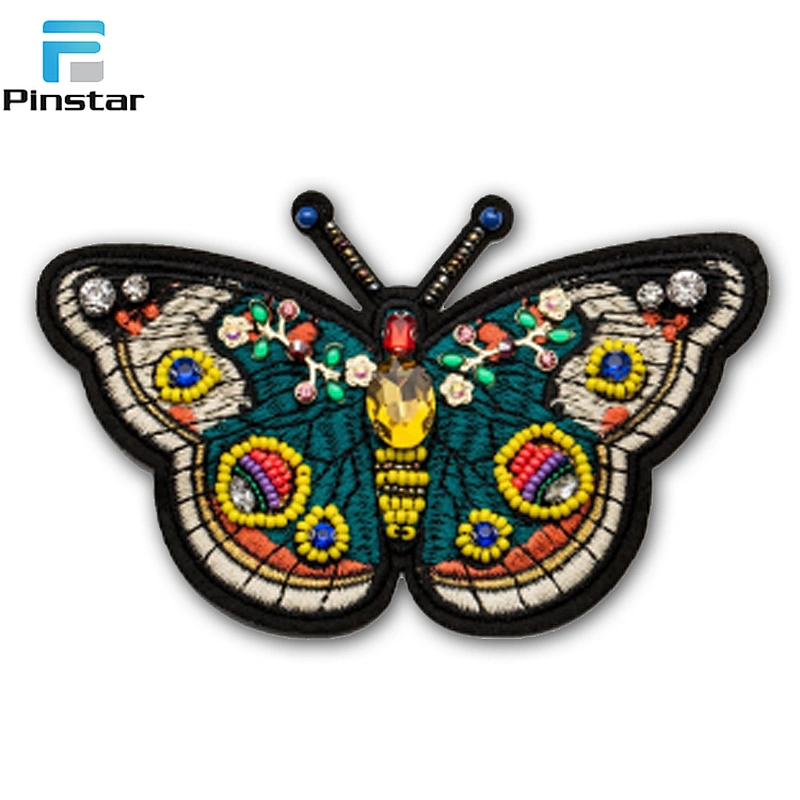 Latest beaded embroidery sequin butterfly patches for blouses decoration
