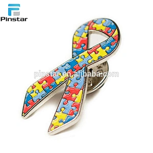 Custom metal soft enamel breast cancer awareness pink ribbon pin