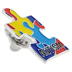 cheap puzzle ribbon badge custom enamel care autism awareness lapel pins